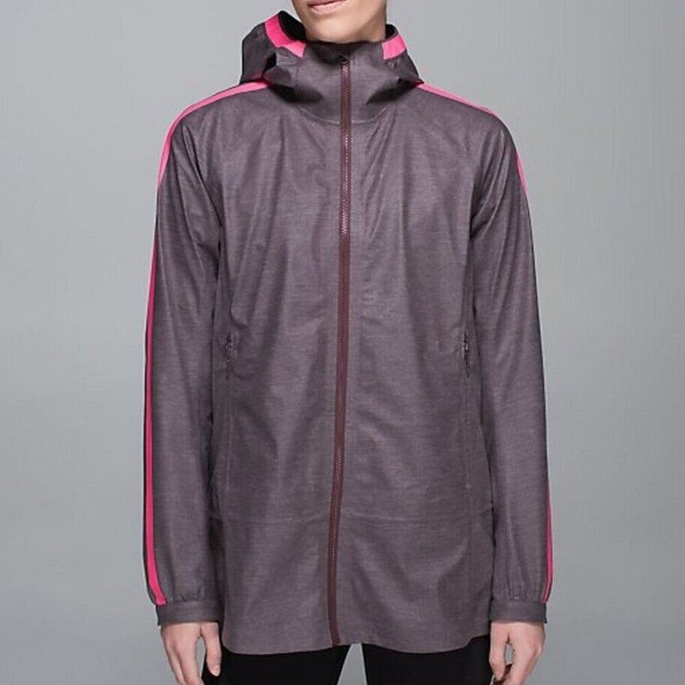 Lululemon The Drizz Lightweight Rain Jacket in Black Cherry Size 10